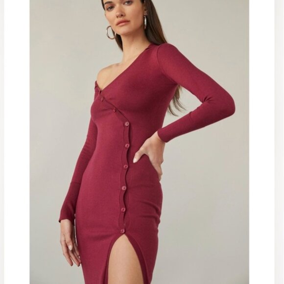 Atoir Revolve The Percy Dress in Berry Red Burgundy One Shoulder Maxi Dress  NWT - Picture 5 of 9